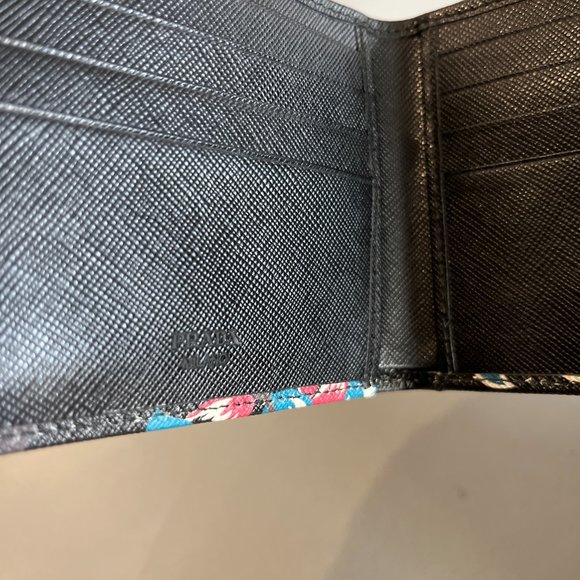 Prada Ramage Nero Saffiano Floral Bifold Wallet - Picture 7 of 7